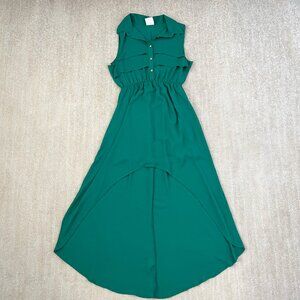 Jella Couture Green Boho Summer Hilo Sleeveless Maxi Dress S